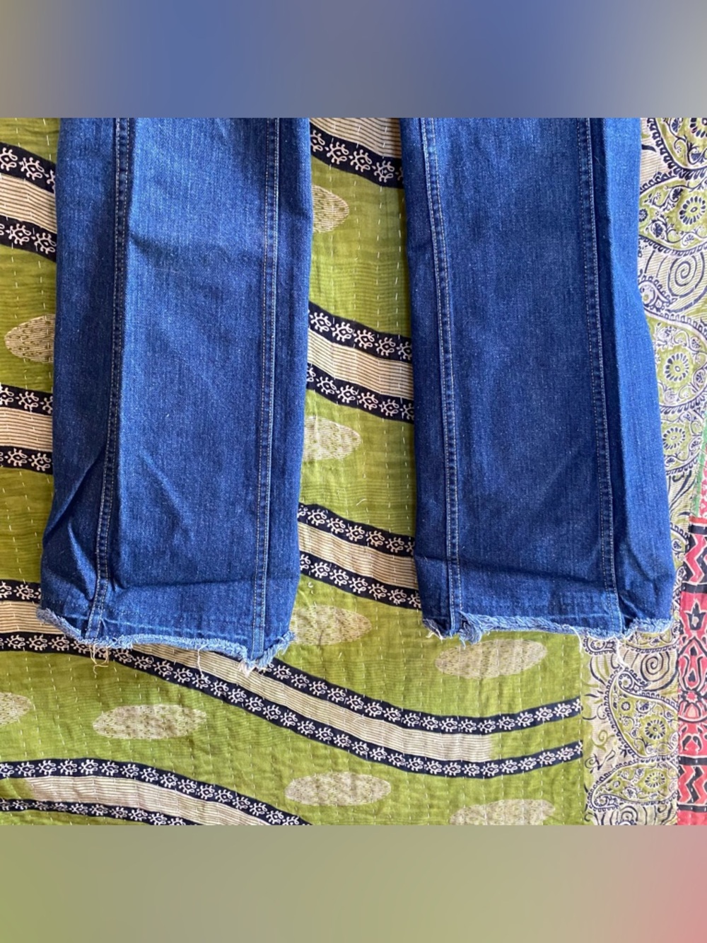 Rare Lee Leens Vintage 1970's Indigo Wash Denim Country Flared Jeans Size 30x32 - Picture 5 of 16
